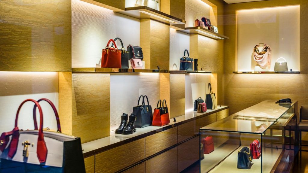 bag store with luxury handbags